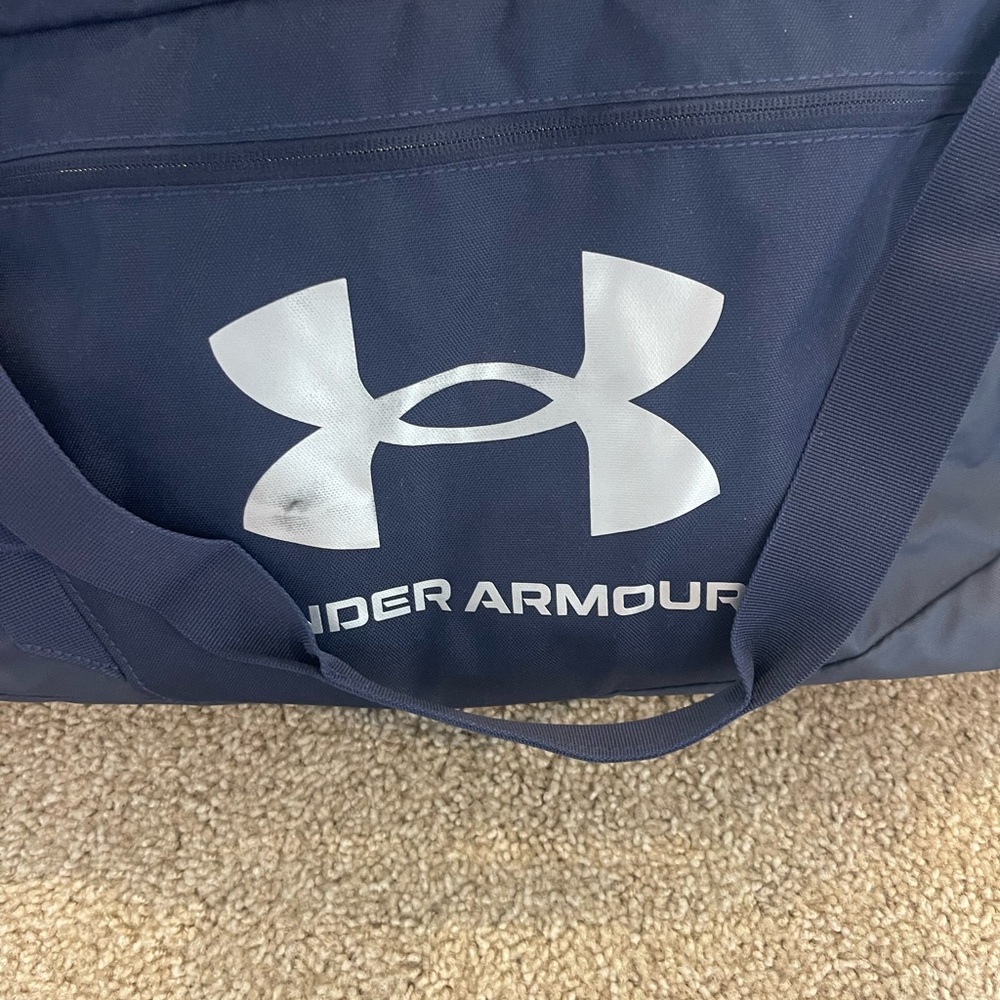 Under Armour Dark Blue Duffel Bag with White Logo